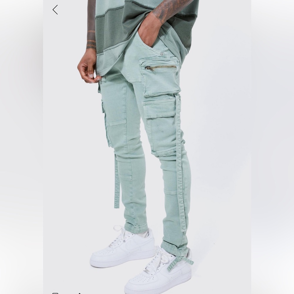 Super Skinny Stretch Strap Detail Cargo Jeans